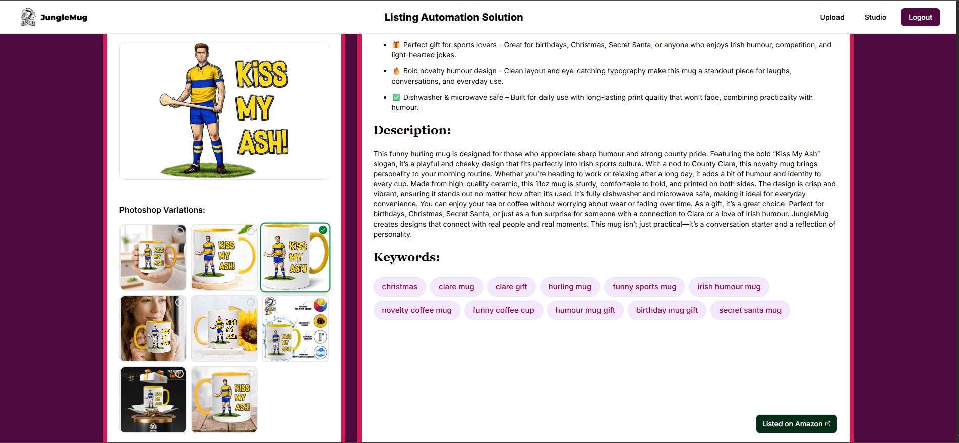 Amazon Listing Automation project screenshot
